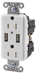 Hubbell Wiring Systems USB15X2GY USB Receptacle by Hubbell Wiring Systems