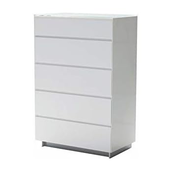 Amazon Com Mobital Savvy 5 Drawer Glass Top Chest In High Gloss