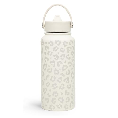 Wasserflasche mit Leopardenmuster, Edelstahl, vakuumisoliert, mit Deckel, Leopardenmuster, Wasserflaschen für Fitnessstudio, Sport, Reisen, Outdoor, G