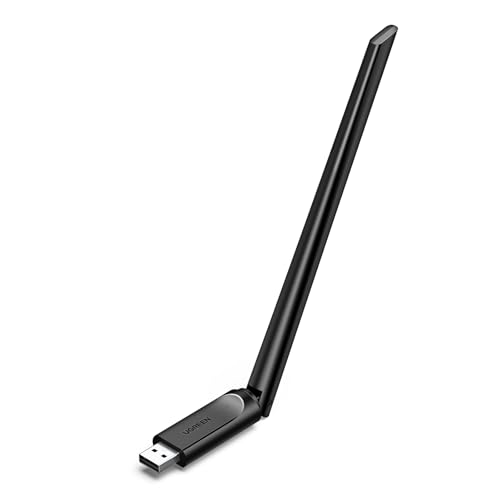 UGREEN AX900 USB WiFi Adapter for PC, Wireless Network Adapter for Desktop, Laptop with 2.4GHz, 5GHz High Gain Dual Band 6dBi Antenna, 286Mbps/600Mbps USB WiFi 6 Dongle Supports Win11/10, Linux Black