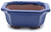 Bonsai Tree Pot 5 Inch Blue Glazed Rectangle Shape