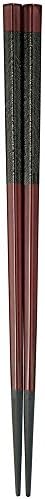 Fukui Craft P210 Pentagonal Chopsticks-Russet &amp; Black Dried Lacquer Band 0.4 X 8.3 X 0.4