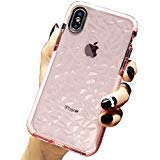iPhone Xs Max Case,Crystal Clear Slim Diamond Pattern Soft TPU Anti-Scratch Shockproof Protective Cover for Women Girls Compatible with iPhone Xs Max 6.5 Inch(Pink)