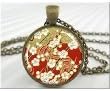 Japanese Art Pendant Resin Necklace Pendant Yuzen Style Kimono Necklace