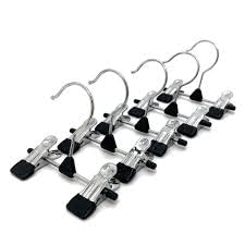 12CM DOUBLE Clip Metal Chrome Hanger Pant Hangers Skirt Hangers with Clips Metal Trouser Non-Slip Clip Hangers Durable Ultra Thin Space Saving single clip hanger (50)