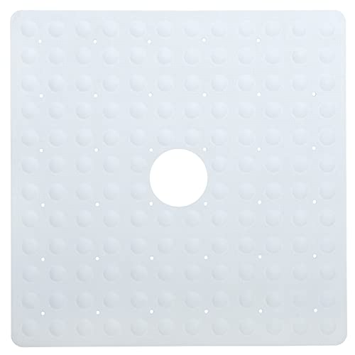 SlipX Solutions White Square Rubber Safety Shower Mat with Microban