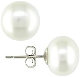FST: TI-325 8M PEARL STUDS: silver plated , 8mm white pearl T Designer Style pearl Fashion STUDS EARRINGS , Excellent quality, fast delivery,By frost© London