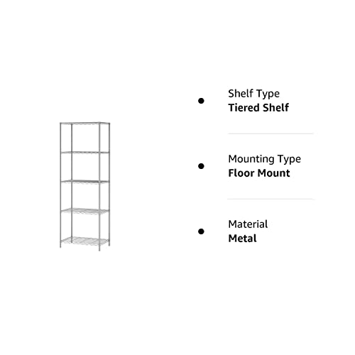 HOMEFORT 5Tier Wire Shelving 5 Shelves Unit Metal Storage Rack Durable Organizer Perfect for