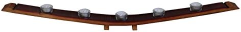 Rustic Valley Style Wine Barrel Stave Tea Light Candle Holder - 5-Candle in Medium Walnut Oak Wood