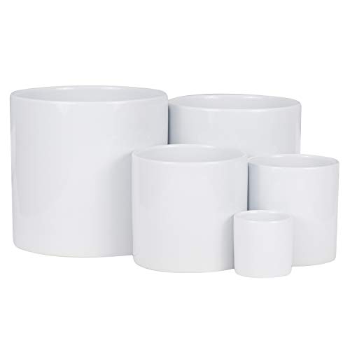 botle Keramik Blumenübertopf Blumentopf Pflanzkübel Glanz zylinderförmigen Blumentöpfe (16 x 15 cm, Weiß) – Bild 8