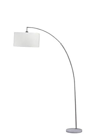 Sh Lighting Metal Arching Floor Lamp With Hanging Shade Marble Base Features Large Drum Style Shade 78 Tall Fits In Living Or Bedrooms White