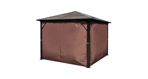Pavillon mit Vorhängen Braun Gartenbauten Pavillons und Partyzelte stabil Aluminium 300 x 300 cm – Bild 7