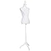 Giantex Female Mannequin Torso Body Dress Form with White Adjustable Tripod Stand, 51.2’’-66.2’’ Adjustable Height Non-Straight Pinnable for Pants Clothing Dress Jewelry Display (White)