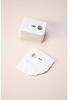 Plastic Coat Room Check- (1-100) White w/Black Numbers, 1.5"x2" with Hanger Hole, Set is 100 Cards