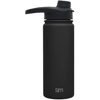 Simple Modern 18oz Summit Water Bottle with Chug Lid - Hydro Vacuum Insulated Flask 18/8 Stainless Steel Powder Coated - Midnight Black