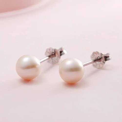 BOZONY White Pearl Stud Earrings Set, Hypoallergenic 925 Sterling Silver Earrings Studs for Women Girl