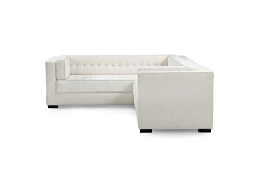 Iconic Home Lorenzo Left Facing Sectional Sofa L Shape Linen-Textured ...