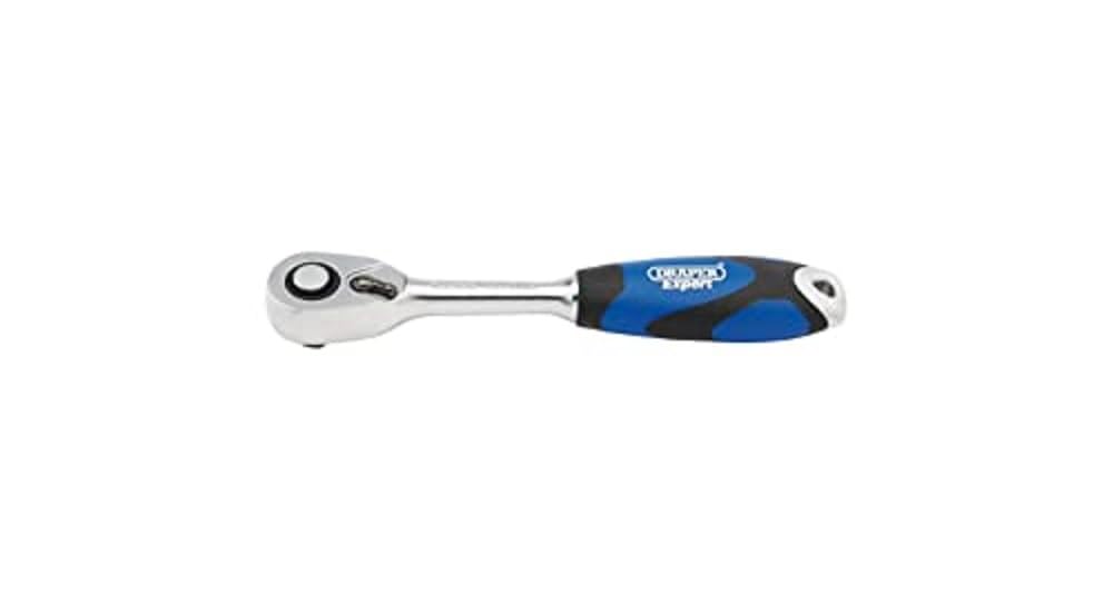 Draper 26502 1/4-Inch Square Drive 72 Tooth Micro Head Reversible Soft Grip Ratchet , Blue โ image 1