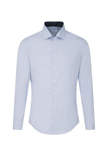 Chemise business Seidensticker pour homme - Coupe slim - Infroissable - Col Kent - Manches longues - Patch - À carreaux - 100 % coton ,Hellblau ,36