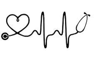 Nurse Stethoscope Heartbeat Lifeline - Vinyl 7 Inches (Color: Black) Decal Laptop Tablet Skateboard Car Windows Stickers