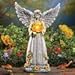 Collections Etc Solar Light Up Angel with Sunflowers, Wings Spread, Garden Statue