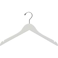 The Great American Hanger Company The American Company White Wood, Box of 25 Space Saving 17 Inch Flat w/Chrome Swivel Hook & Notches for Shirt Jacket or D Wooden Top Hanger