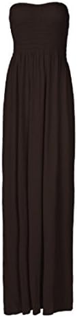 Girls Walk Women's Plus Size Plain Boob Tube Bandeau Sheering Maxi Dress