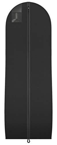 Gusseted Bride Gown Garment Bag for Women’s Bridal Wedding Dresses - Travel Folding Loop, ID Window - 72” x 24” with 10” Tapered Gusset – Black and White - by Your Bags - Thumbnail 4