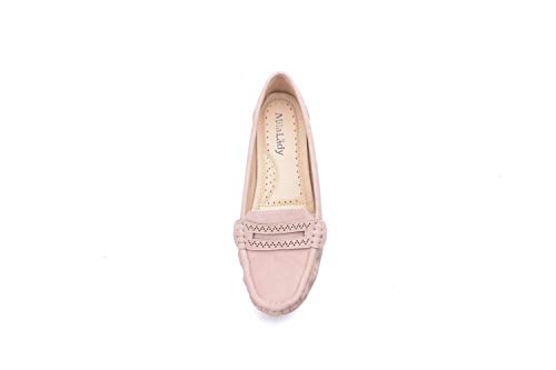 Comfortable Cushioned Insole Slip On Loafer Moccasins Flats Driving & Walking Shoes for Women, Angie Pink Size 7.0