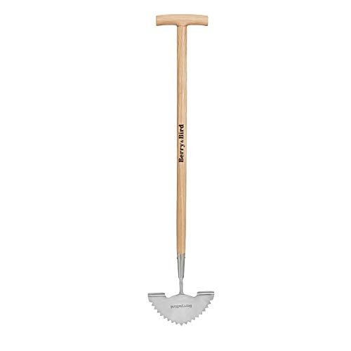Berry&Bird Stainless Steel Edging Iron, SawTooth Border Edger with TGrip, Half Moon Lawn Edger