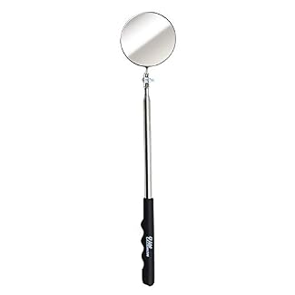 Ullman C-2M Circular Magnifying Telescoping Inspection Mirror, 2-1/4″ Diameter, 10″ to 14″ Extended Handle Length