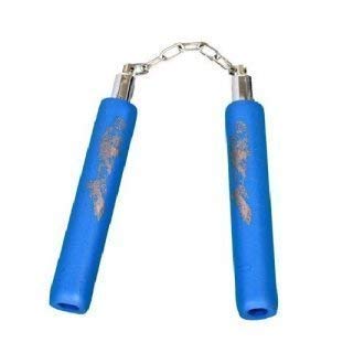 Playwell Childrens 8 Inch Foam Nunchucks With Chain - All Blue