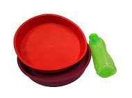 Click Here to See More Images 2 Piece Silicone Round Cake Pan Colour Red Wine or Red + Free Tupperware Eco Bottle 500ml
