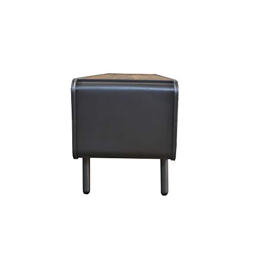 Herrera Media Console in Dark Gray with Hidden Storage, Open Shelf, And Solid Wood Top, by Artum Hill
