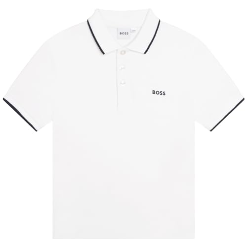BOSS - Polo Manches Courtes Blanc 100% Coton 6ANS