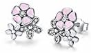 Twenty Plus Daisy Cherry Blossom Drop Earrings Mixed Enamels Clear CZ Flower Stud Earrings Gifts