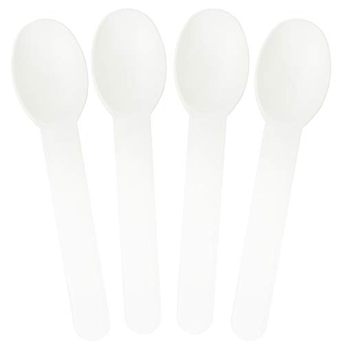 White Heavy Duty Plastic Spoons - Disposable Frozen Yogurt Ice Cream Spoons - Frozen Dessert Supplies - 50 Count