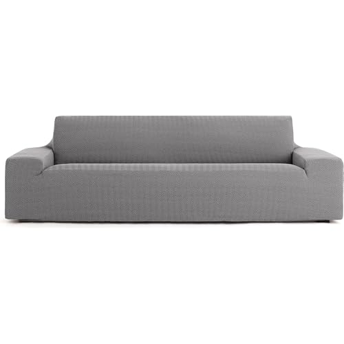 ECOMMERC3 | Funda de Sofa Bielastica Tamano 5 Plazas Súper Elastico – Funda Sofa Color Gris Transpirable y Facil de Colocar con Ajuste Extra y Espumas de Sujecion