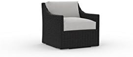 Bretton Slim Chair, 1pc, Sunbrella Fabric, Deep Seating, Garden Outdoor Patio All-weather Furniture, PE Rattan Wicker (Cast Silver)