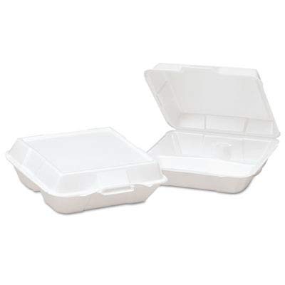 Genpak 23300 Foam High Volume Hinged Container, 3-Comp, 9x9-1/4x3, White, 100 Per Bag (Case of 2)