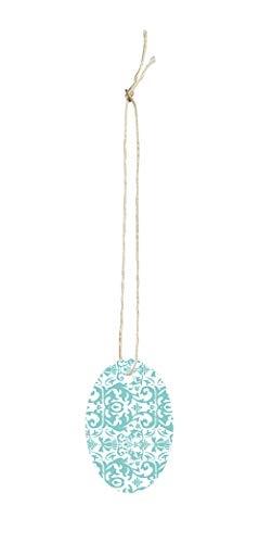 Small Strung Oval Aqua Damask Tags (1Â½â€H x 1Â½â€W) - Pack of 500