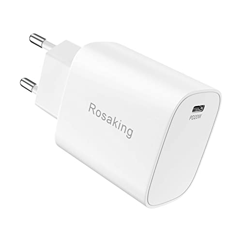 Rosaking USB C Ladegerät 20W,Netzteil USB C PD Schnellladegerät für iPhone14 Pro/Pro Max/14/Plus,20W USB C Adapter für Samsung Galaxy S23/S22/S21 Ultra/S21+/S20