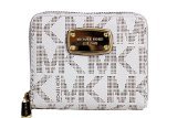 Michael Kors Vanilla PVC Zip Around Bifold Wallet