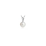925 Sterling Silver Pearl Pendant Slider 8 mm Large Size Synthetic Pearl