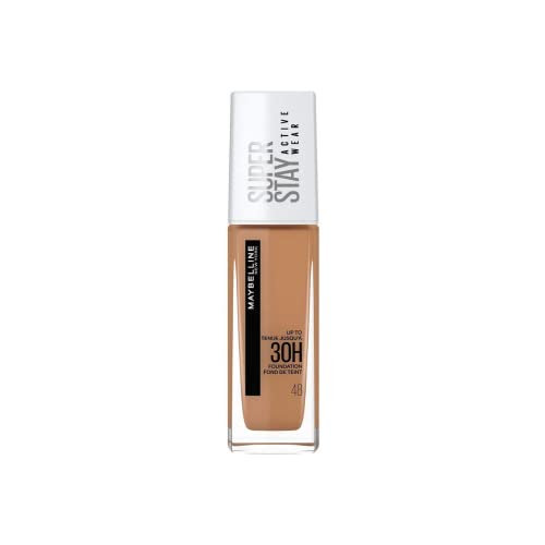 Maybelline New York, Base de maquillaje Superstay Active Wear 30H, Larga duración, Waterproof, Alta cobertura, Acabado mate, Tono 48 Sun Beige, 30 ml