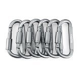 Makhry 6pcs/set Aluminum Carabiner Screw Lock D-ring KeyChain Clip Hook Outdoor Buckle for Camping Hiking Fishing