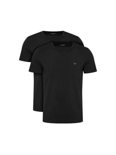 2-Pack Crew Neck T-Shirt Camiseta, Negro/Negro, L para Hombre