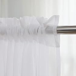 PHILEASY Window Sheer White Curtains 120 Inches