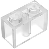 Classic Building Brick 1x2, 100 Piece Bulk Brick Block, Compatible with Lego Parts and Pieces 3004, Creative Play Set - 100% Compatible with All Major Brick Brands(Colour:Full Transparency)