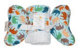 Baby Elephant Ears Head Support Pillow & Matching Blanket Gift Set (Blue Elephant)
